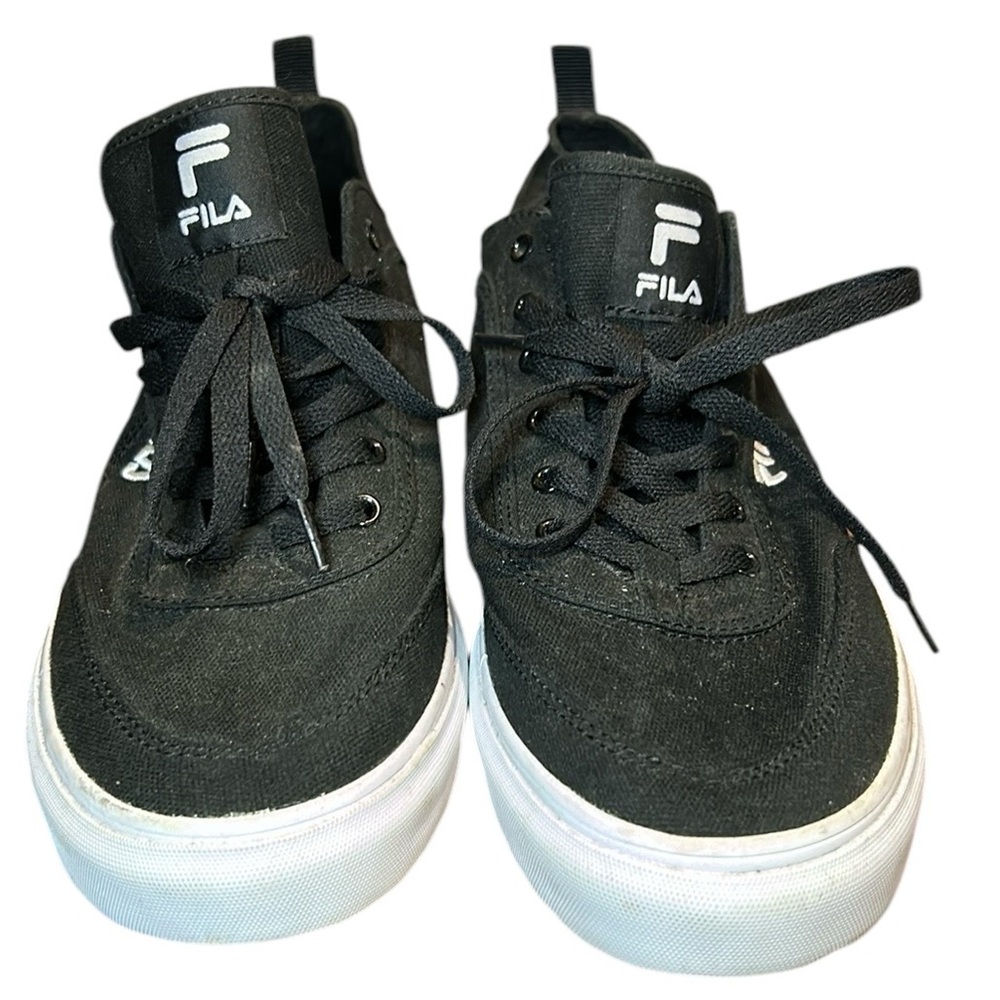 Fila Men’s CoolMax Memory Foam Canvas Shoes Black‎ White Size 11